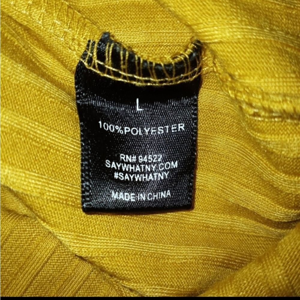 SAY WHAT? RIBBED YELLOW MIDI OFF-THE-SHOULDER DRESS SZ.L EUC - Picture 7 of 8